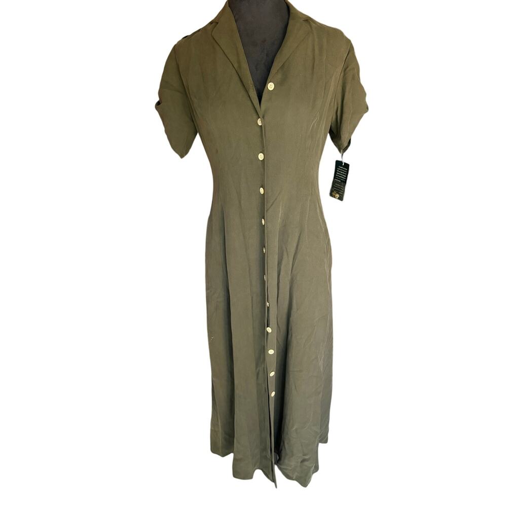 Ralph Lauren Olive Green Midi Shirt Dress